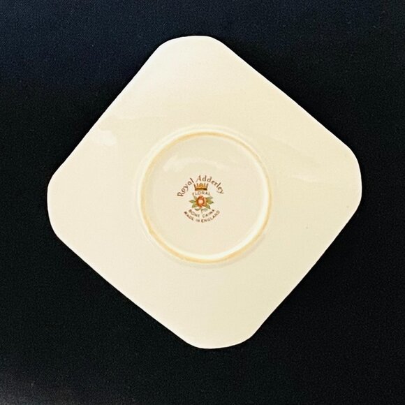 Royal Adderley Floral Bone China Square ER Soldier Tray Made In England - Picture 4 of 7